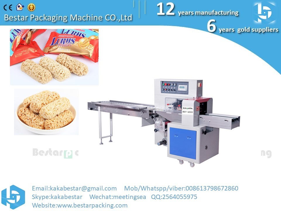 Flow Automatic Candy Granola Energy Chocolate Bar Packaging Machine